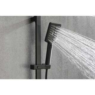 FORCLOVER 3-Spray Patterns with 1.75 GPM 4 in. Wall Mount Handheld Shower Head with 28 in. Adjustable Slide Bar in Matte HE-308MB