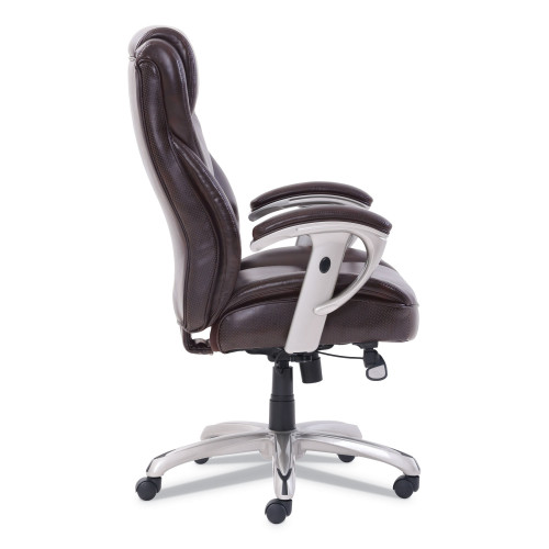 SertaPedic Emerson Big and Tall Task Chair， Supports Up to 400 lb， 19.5 to 22.5 Seat Height， Brown Seat/Back， Silver Base (49416BRW)