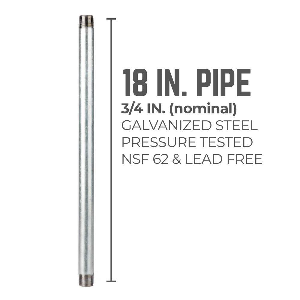 PIPE DECOR 34 in. x 1.5 ft. Galvanized Steel Pipe (4-Pack) PDG P34X18-4