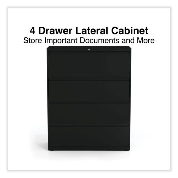 Alera Lateral File， 4 Legal/Letter-Size File Drawers， Black， 42