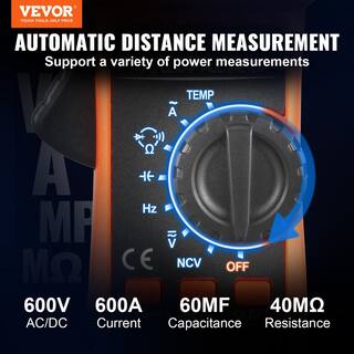 VEVOR 600 Amp Digital Clamp Meter DCAC Multimeter True RMS Auto Ranging 4000 Max Reading NCV Measurement LED Backlight QXBFZDKCWAC60TQ7CV0