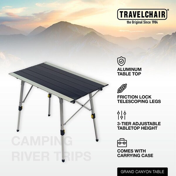 TravelChair Grand Canyon Table，Foldable，Adjustable Camping Table for Outdoor Adventures (3 varying heights)