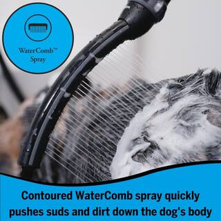 Waterpik Pet Wand 2-Spray Setting Wall Mount Indoor-Outdoor Handheld Shower Head 1.8 GPM 13 in. Dog Shower in Black PPR-255E