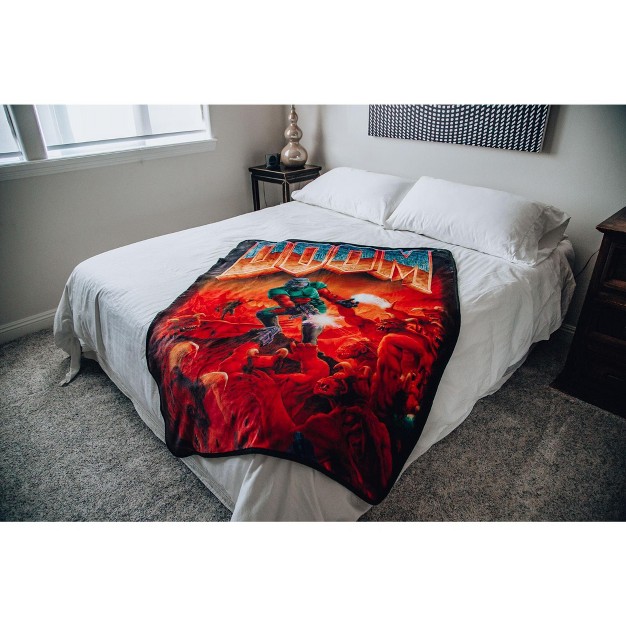 Just Funky Doom Classic Fleece Throw Blanket Cozy Lightweight Blanket 45 X 60 Inches