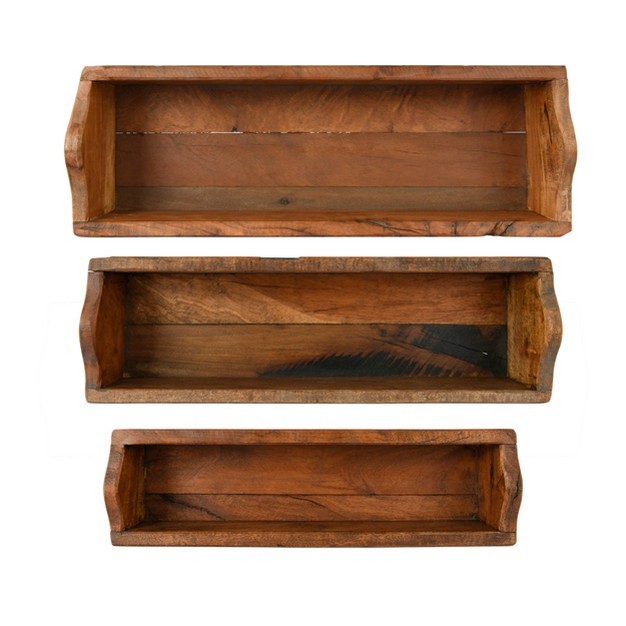 Set Of 3 Found Wood Boxes Brown Storied Home