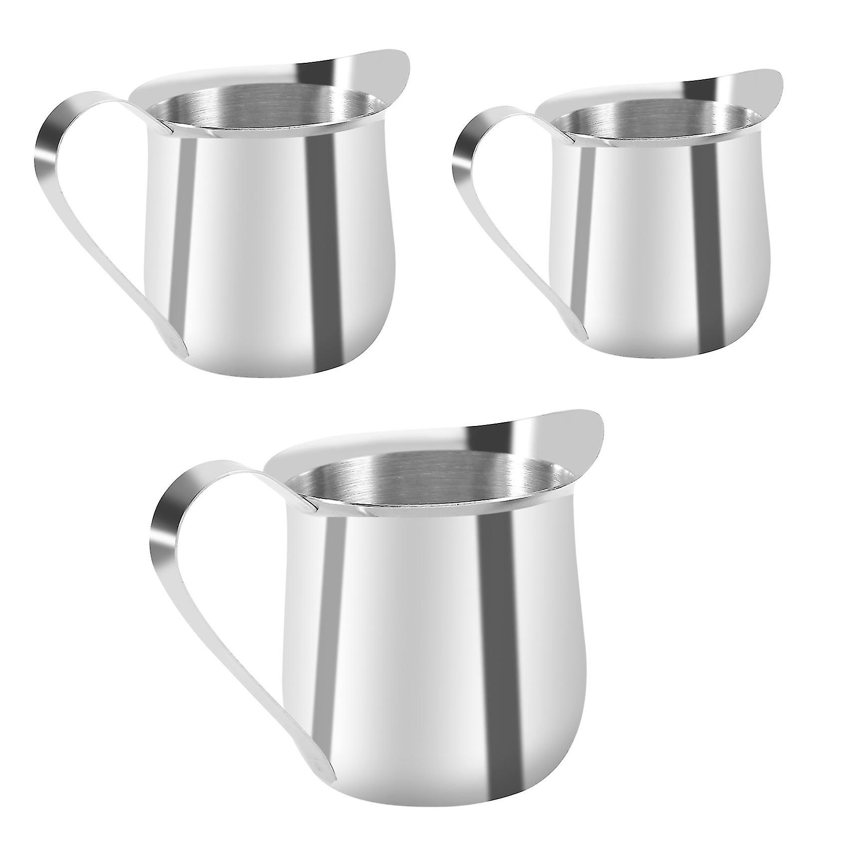 3 Pack Stainless Steel Creamer Espresso Shot Frothing Pitcher Cup Latte Art Espresso Measure Cup( 2/