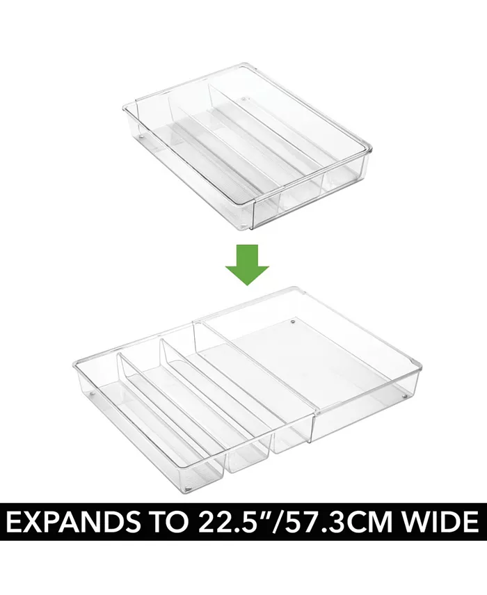 mDesign Plastic Adjustable Expandable Drawer Storage Organizer 4 Pack