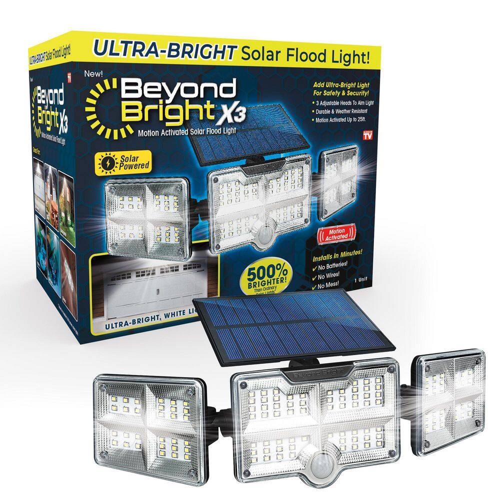 BEYOND BRIGHT Black Motion Sensing Outdoor Integrated LED Solar Flood Light BEBRSOL-PD27