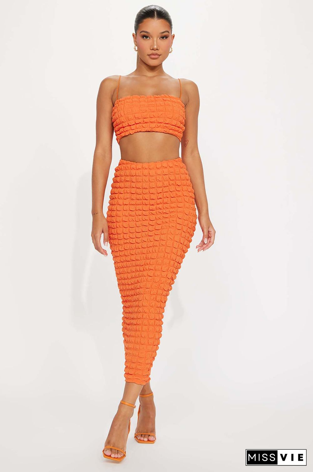 Spaghetti Strap Crop Tops Maxi Skirt Two Piece Set