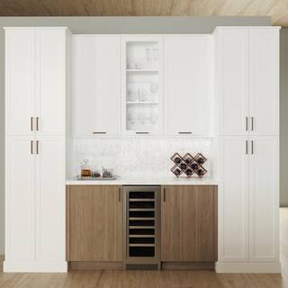 Hampton Bay Designer Series Melvern Assembled 36x36x12 in. Wall Open Shelf Kitchen Cabinet in White WOS3636-MLWH