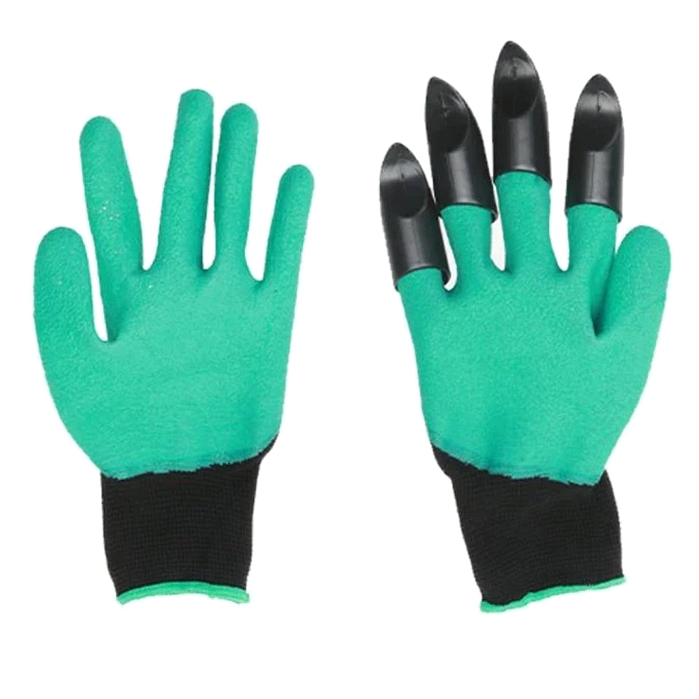 Total Value Garden Gloves Built in 4 Claws for Easy Gardening Digging Planting Landscaping Green One Size