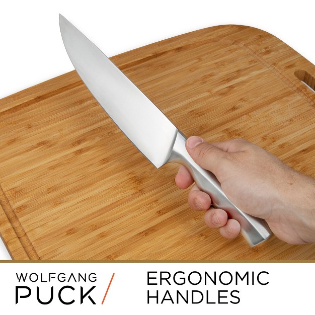 Wolfgang Puck 6 piece Stainless Steel Knife Set With Knife Block Carbon Stainless Steel Blades And Ergonomic Handles