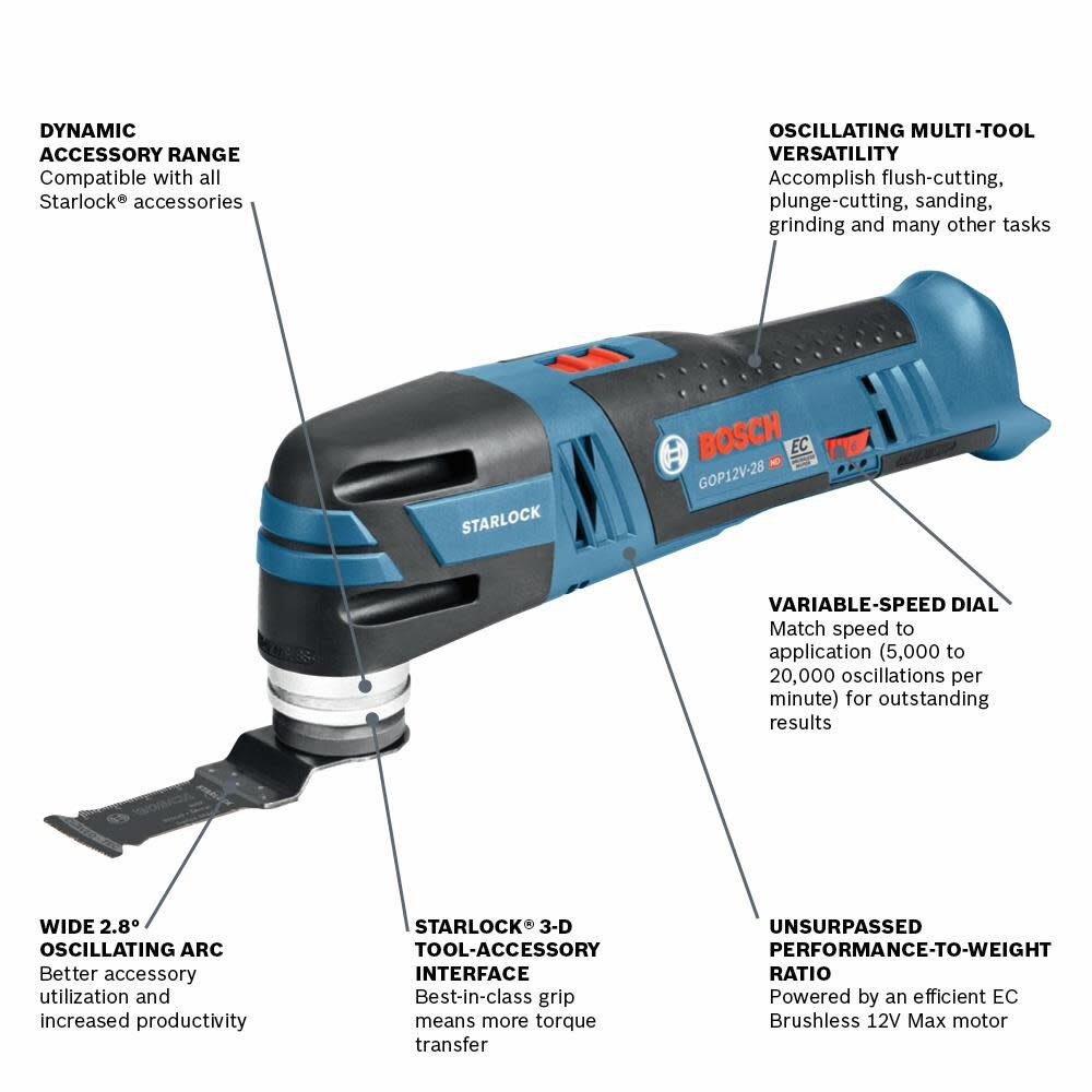 Bosch 12V Max EC Brushless Starlock Oscillating Multi-Tool (Bare Tool) GOP12V-28N from Bosch