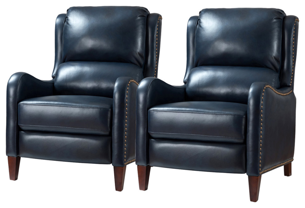 Genuine Leather Recliner With Nailhead Trim Set of 2   Transitional   Recliner Chairs   by Karat Home  Houzz