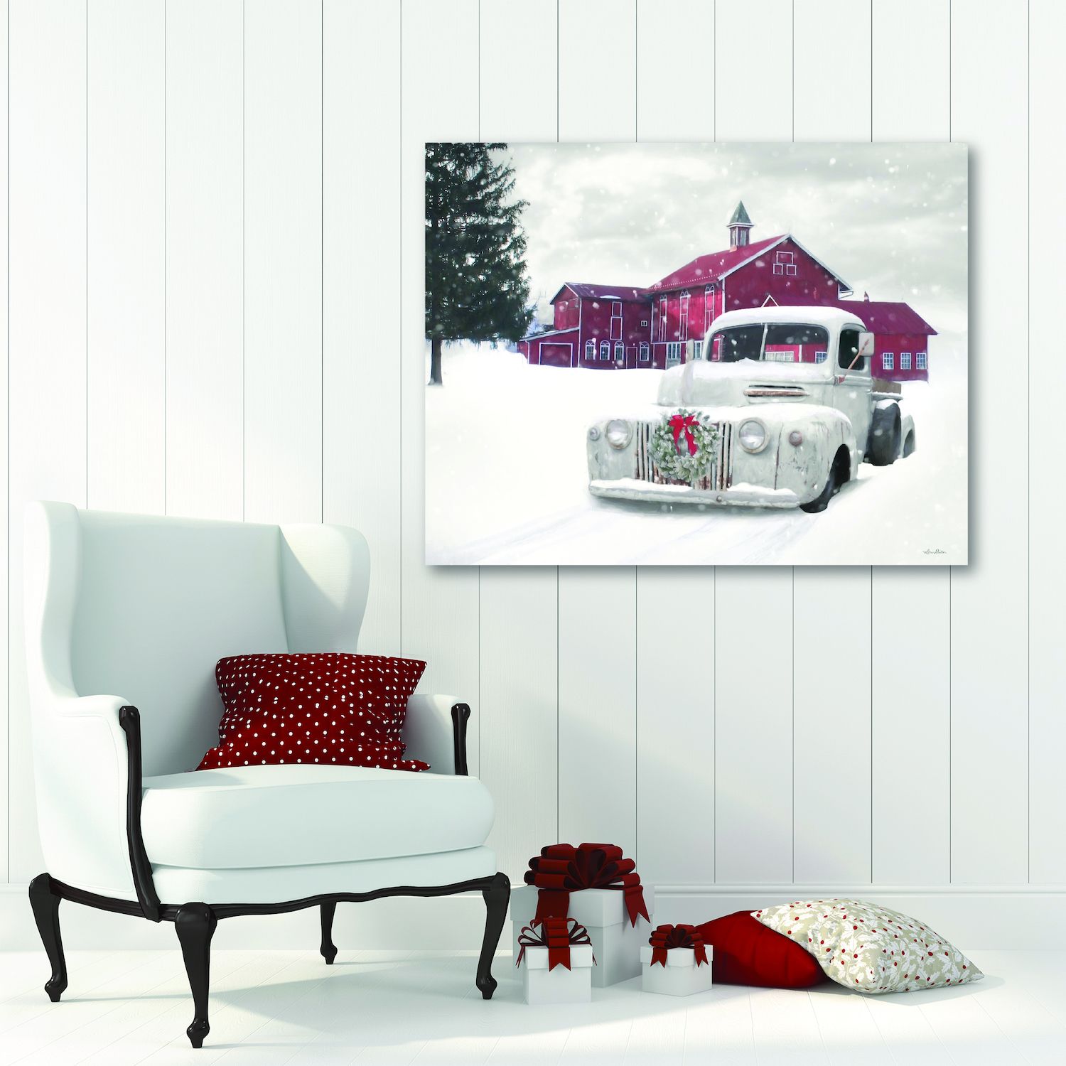 COURTSIDE MARKET Grand Barn In Winter Canvas Wall Art