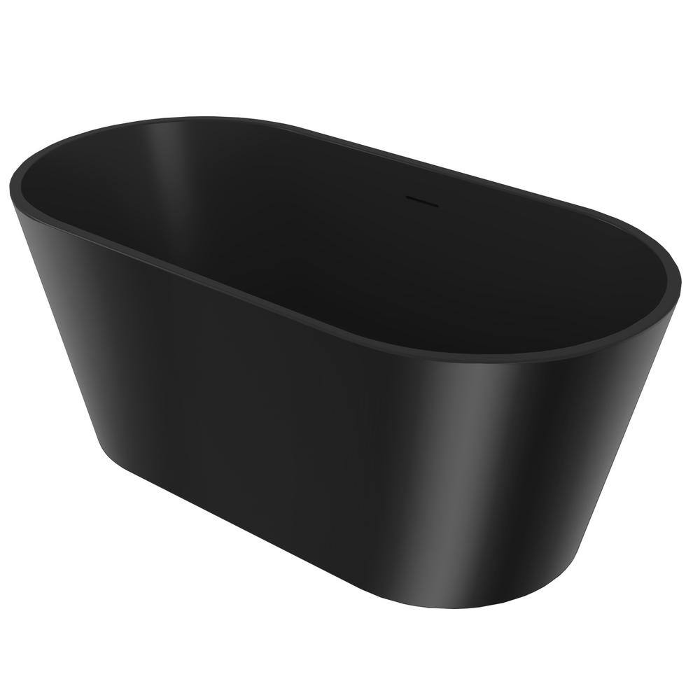 AKDY 66.9 in. Fiberglass Flatbottom Freestanding Bathtub in Solid Matte Black Inside and Outside BT0600-3