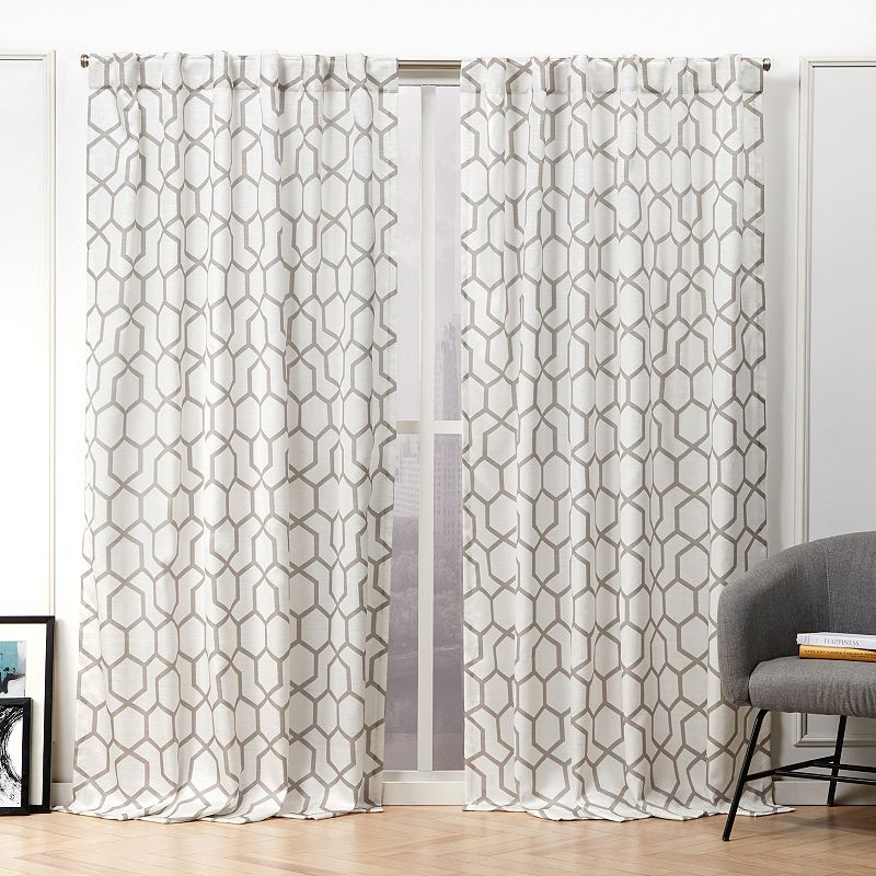 Nicole Miller NY 2-pack Hexa Geometric Print Hidden Tab Top Window Curtains