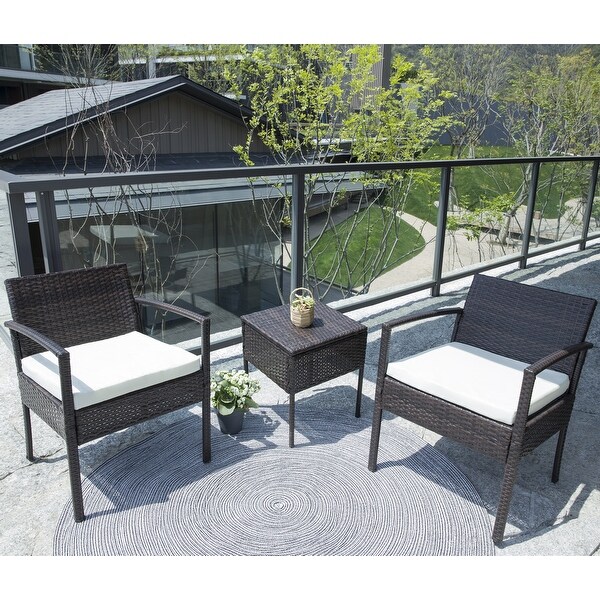 3-piece Outdoor Wicker Chat Set，Patio Chairs - Overstock - 35865435