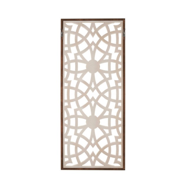 X 37 75 quot Damask Carved Wall Sign Panel Wood Cream brown