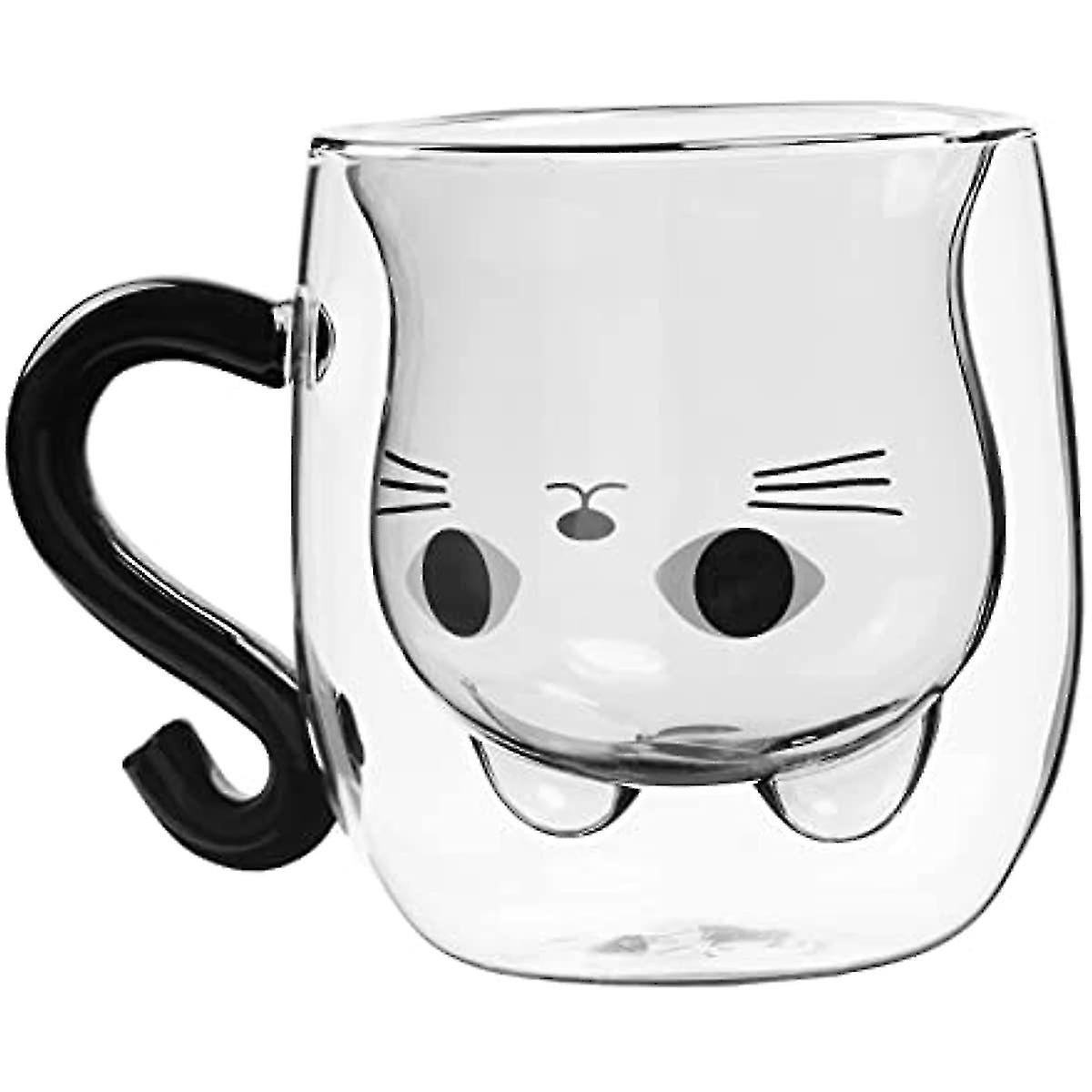 Tougo Cat Mug 250ml Double Wall Insulated Glass Tea Cup Coffee Cup Espresso Cup Milk Cup Christmas Birthday Gifts For Women Wife Mom Girlfriend Sister