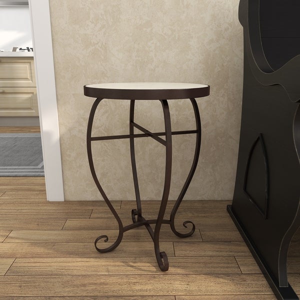 Cream Metal Traditional Accent Table 23 x 16 x 16