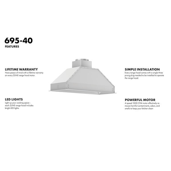 ZLINE Stainless Steel Ducted Wall Mount Range Hood Insert