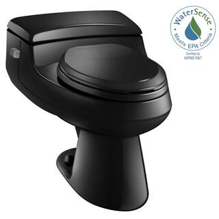 KOHLER San Raphael Comfort Height 1-piece 1 GPF Single Flush Elongated Toilet in Black Seat Included K-3597-7