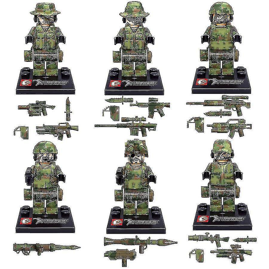 6pcs Military Building Blocks Falcon Commando Minifigure Assembling Doll Toy