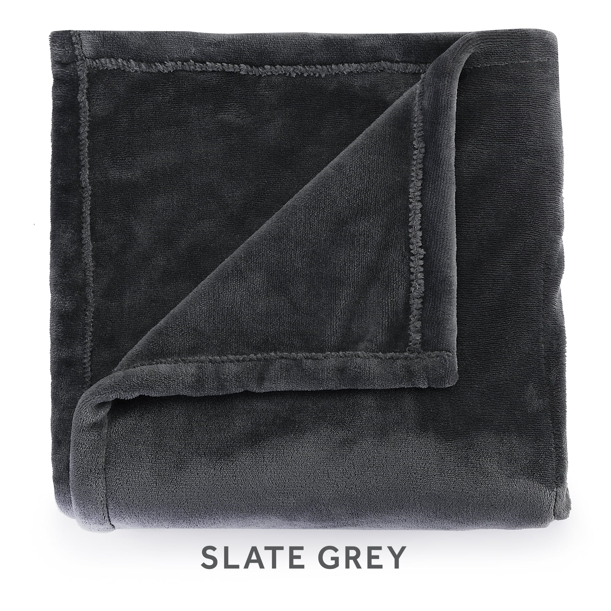 Sunbeam Slate Grey Velvet Plush Electric Heated Blanket Twin Size， 84