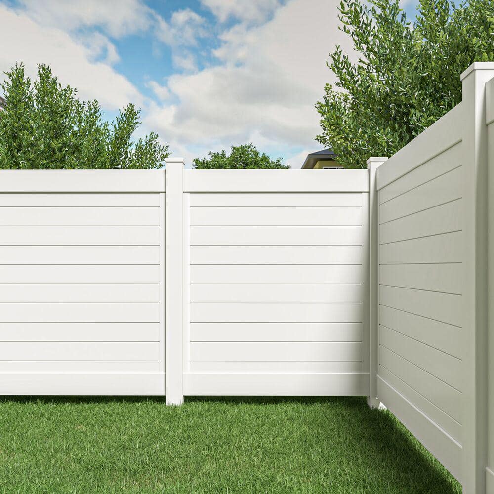 Barrette Outdoor Living Horizontal Fence 6 ft. x 6 ft. Vinyl Privacy Panel Kit White 73045598