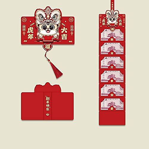 Foldable Chinese Red Envelopes 2022 Chinese Year Of The Tiger Lucky Money Packets 6 Card Slot Red Packet，  - 6 Cards Lion Tiger Tiger