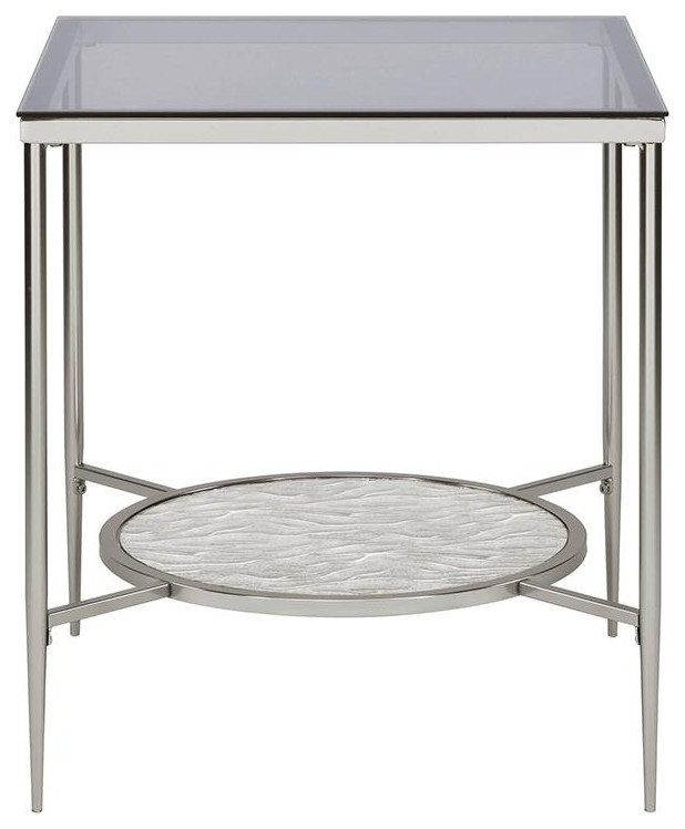 ACME Adelrik Square End Table in Glass and Chrome   Contemporary   Side Tables And End Tables   by Homesquare  Houzz