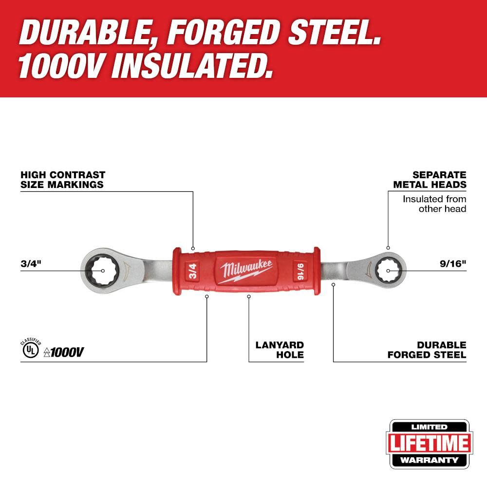 MW Linemans 2-in-1 Insulated Ratcheting Box Wrench 48-22-9211 from MW