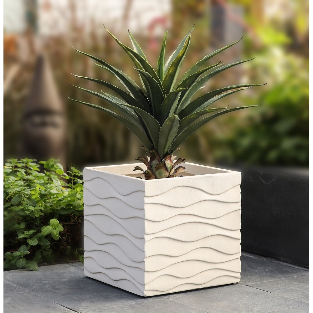 White Waves Square MgO Planter  Indoor   Outdoor   13.98\