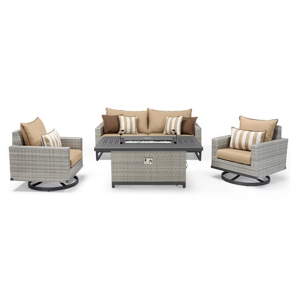 Milo Grey 4 Piece Sunbrella Outdoor Patio Motion Fire Set