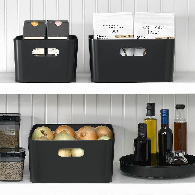 mDesign Large Metal Storage Container Bin Basket with Handles