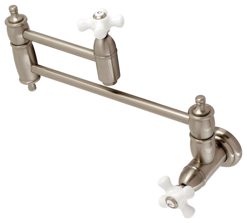 Ks3108Px Restoration Two Handle Wall Mount Pot Filler  Brushed Nickel   Traditional   Pot Fillers   by Buildcom  Houzz