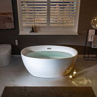 WOODBRIDGE Arras 55 in. Acrylic FlatBottom Double Ended Bathtub with Brushed Nickel Overflow and Drain Included in White HBT5840