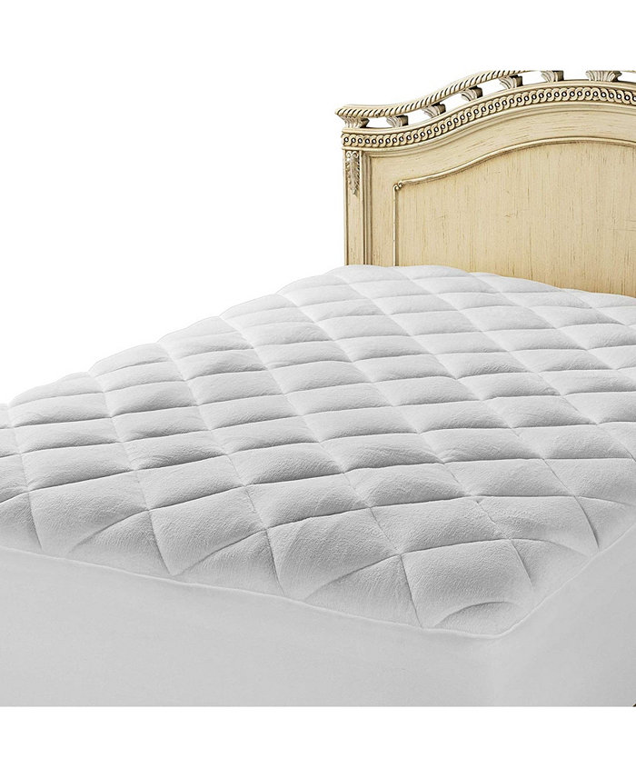 Circles Home CIRCLESHOME Double Puff Microfiber Fleece Mattress Pad White -King (78x80