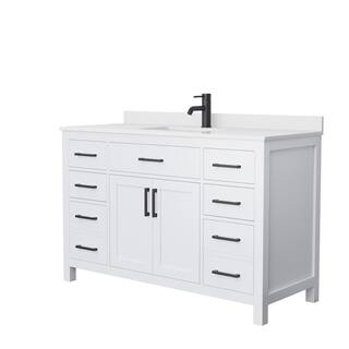 Wyndham Collection Beckett 54 in. W x 22 in. D x 35 in. H Single Sink Bath Vanity in White with White Cultured Marble Top WCG242454SWBWCUNSMXX