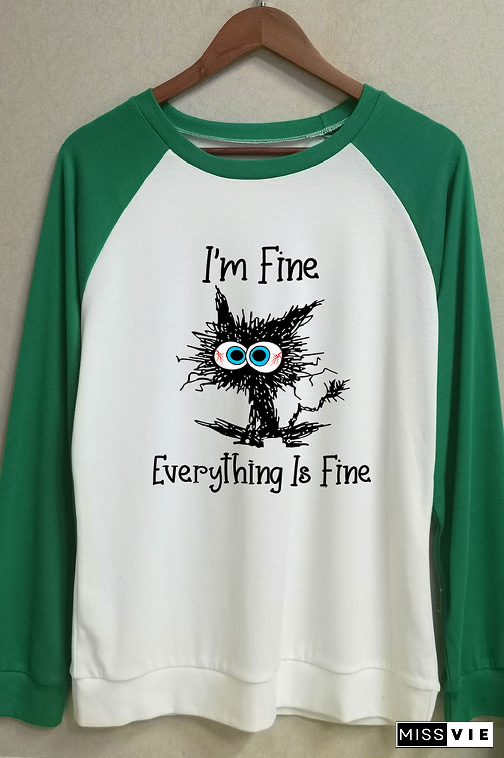 I'm Fine Everything Is Fine Long Sleeve Graphic Tee Wholesale