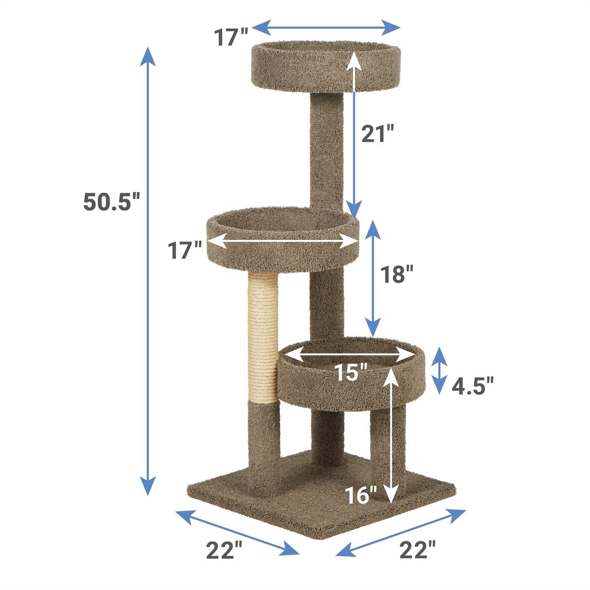 Frisco 50-in Real Carpet Wooden Cat Tree