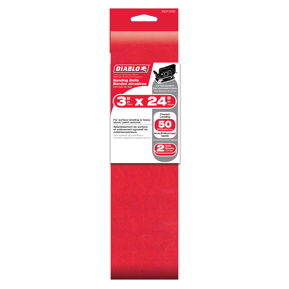 Diablo Tools 3 x 24 Sanding Belt 50 Grit (2-Pack)