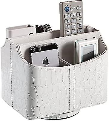 Desk Mount Remote Control Organizer Rotating Tv Crocodile Pattern 360 Rotating Organizer (white)