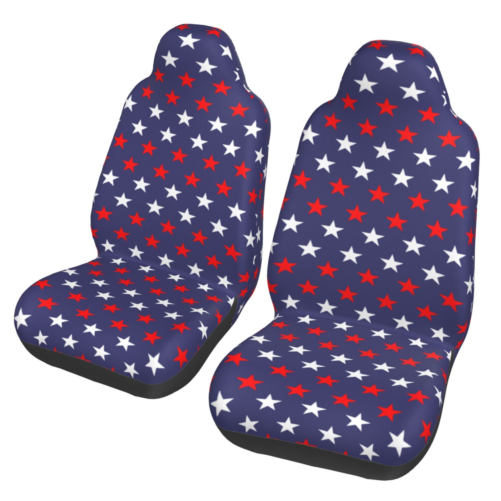 TEQUAN Front Seat Covers， Usa America Stars Pattern 2 Piece Car Seat Cover Fit Most Car SUV Truck Van