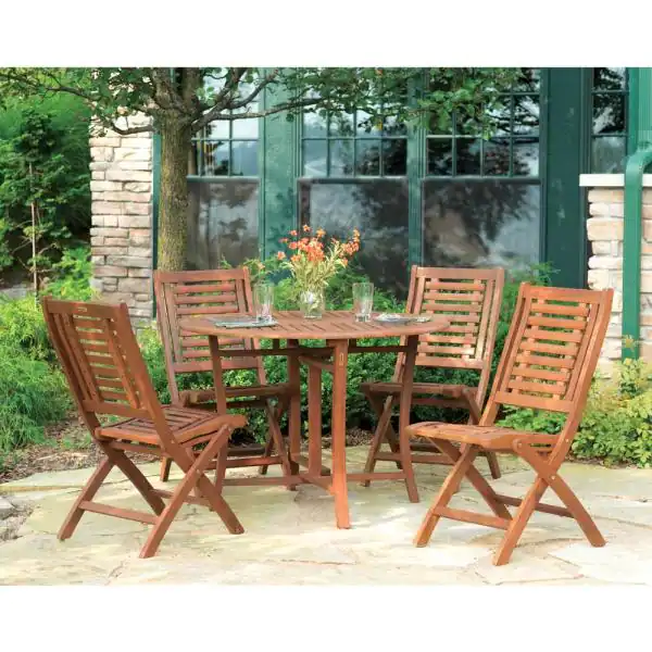 Outdoor Interiors Folding Eucalyptus Outdoor Dining Chair (2-Pack)