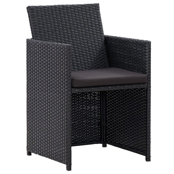 4 Piece Patio Lounge Set with Cushions Poly Rattan Black - Overstock - 36363771