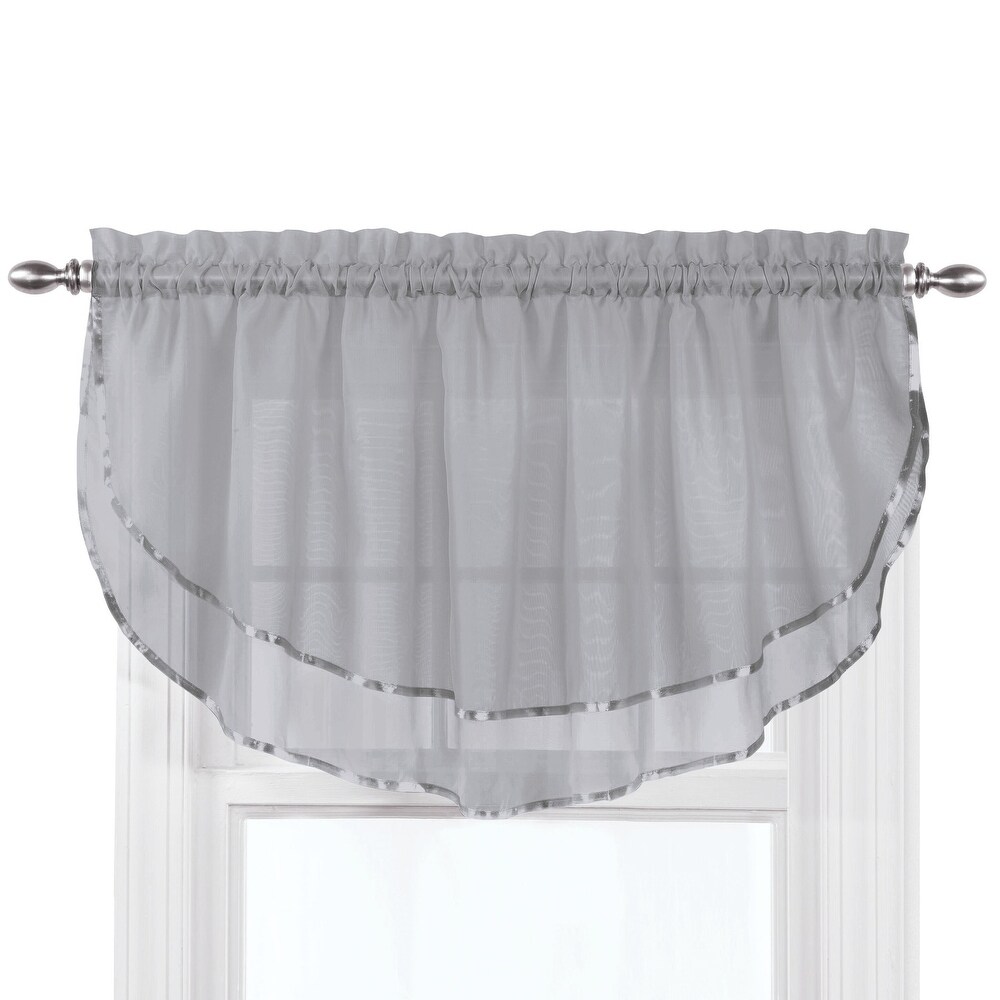 Elegance Sheer Fabric Rod Pocket Top Ascot Window Valance   7.000 x 5.750 x 1.250