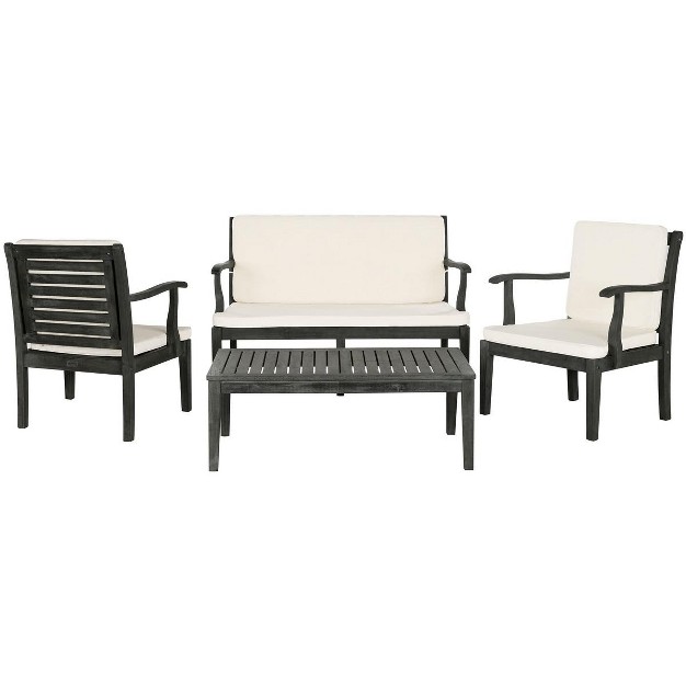 Fresno 4 Piece Patio Outdoor Living Converation Set Safavieh