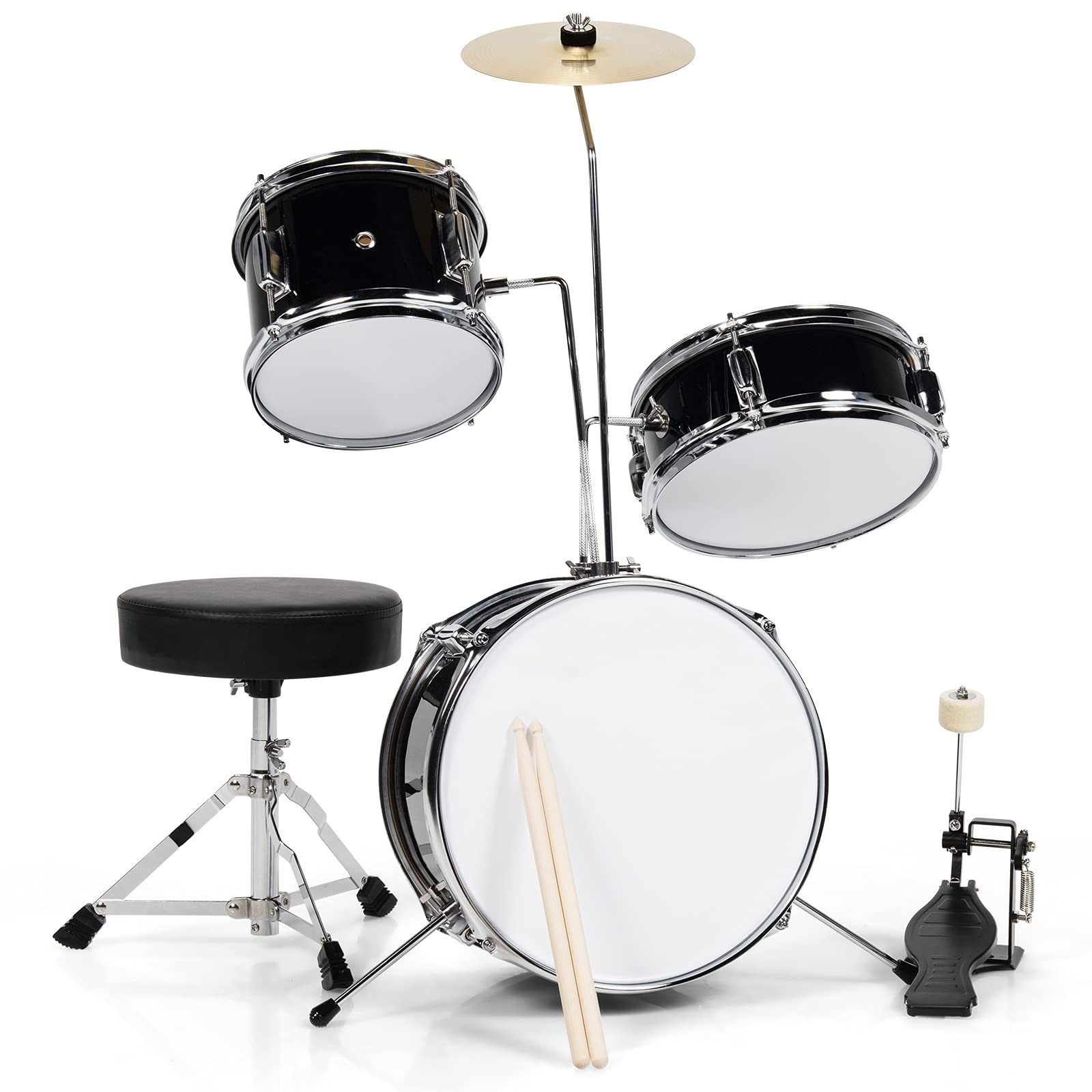 Costzon 3-Piece Kids Drum Set, 13 inch Junior Drum Set with 3 Drums (Bass Snare Tom)